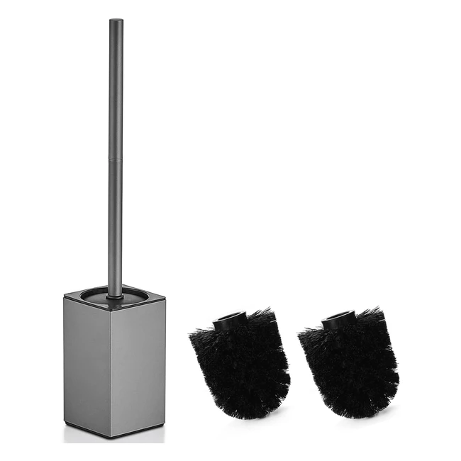 Scopino WC Acciaio Inossidabile Hoomtaook con 2 Testine Design Grigio