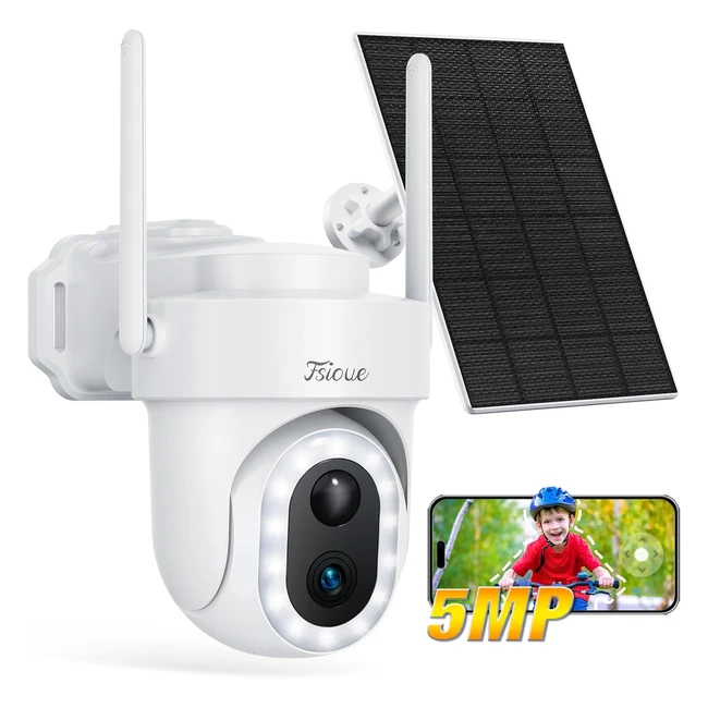 Telecamera Esterno Wifi 3K PTZ 360 Solare 5MP Visione Notturna a Colori AI Rilevamento Umano Audio 2 Vie Sirena