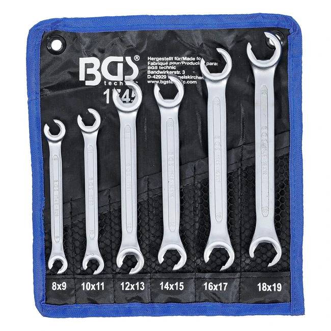 BGS 1745 Double Ring Spanner Set Open Type 8x9 18x19 mm 6 Pcs - Chrome Vanadium Steel