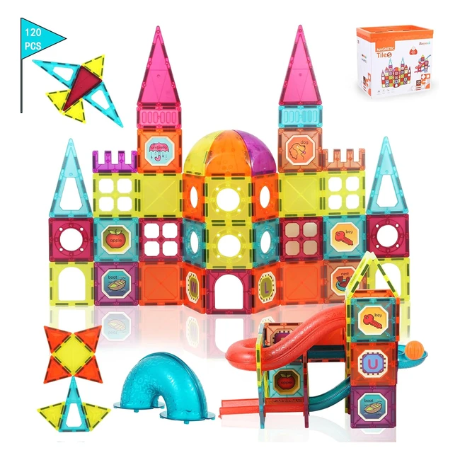 Juego de Construcciones Magnéticas Beeyouk para Niños - 120 Piezas - Juguetes Educativos