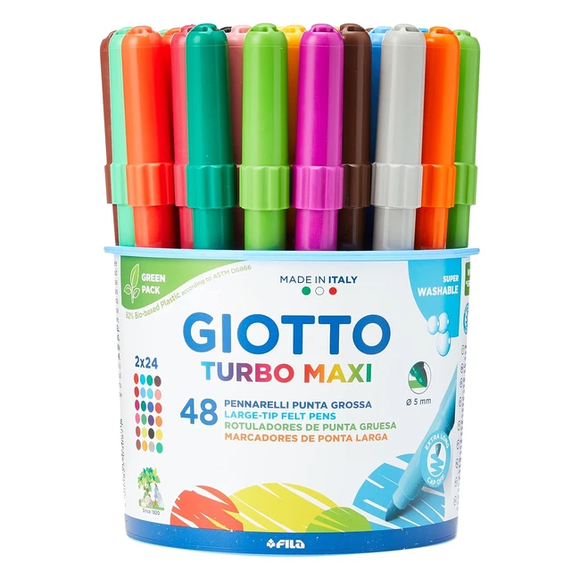 Giotto Turbo Maxi Rotuladores Bote 48 - 24x2 Unidades - Punta Resistente 5mm