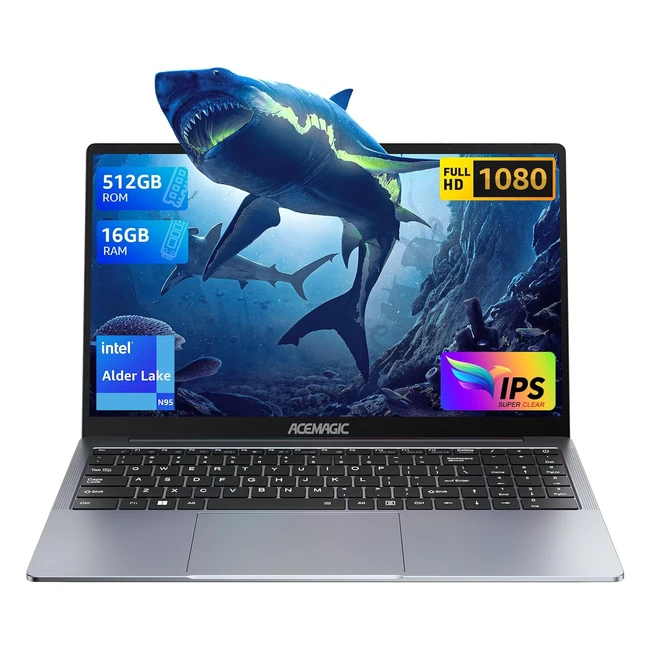 Acemagic PC Portatile Intel N95Battere N5095 Fino a 3.4GHz 16GB DDR4 RAM 512GB SSD Espansione 2TB 15.6 Full HD Notebook 24G 5G WiFi BT5.0 Type-C USB3.2 HDMI Webcam