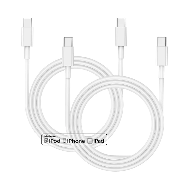 Cavo di Ricarica USB C 60W per iPhone 15 Pro Max iPad MacBook Pro Air Samsung Galaxy S22 Google Pixel - 2Pack