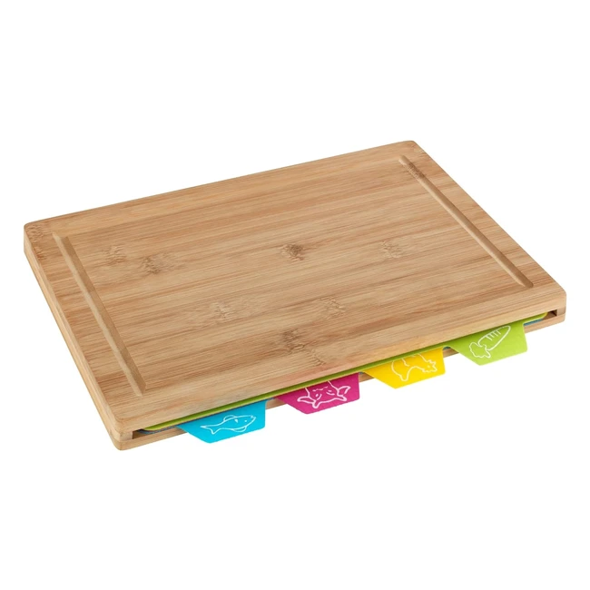Tabla de Cortar Wenko Bella Bambú 325x23x225 cm Marrón - Surco de Goteo y 4 Bandejas Extraíbles