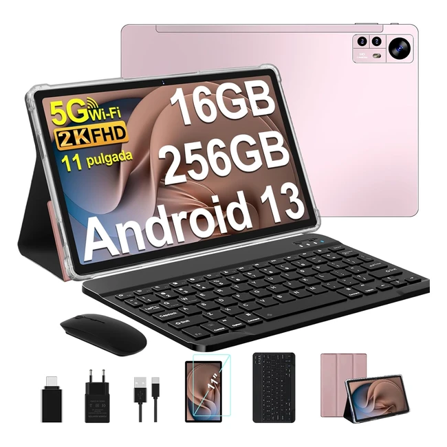 Tableta Aocwei 11 Pulgadas 2K Android 13 16GB RAM 256GB ROM TF 512GB 8600mAh 5MP 13MP 2MP