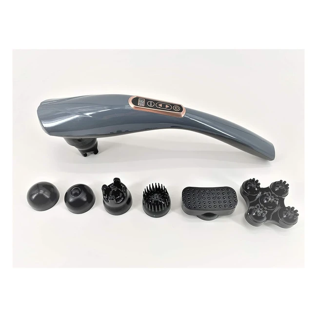 Global Relax Ego - Massaggiatore Corpo Multifunzionale Grigio - 6 Teste Intercambiabili - Shiatsu Percussioni - 10 Livelli Intensità