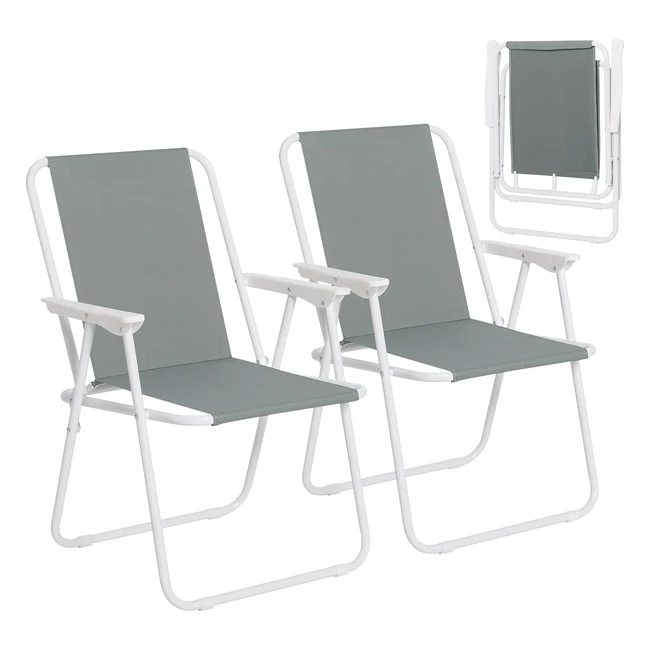 WOLTU CPS8151DGR2 Campingstuhl-Set 2er Pack, faltbarer Angelstuhl ultraleicht mit Armlehnen, Picknickstuhl für Outdoor, Garten, Balkon, dunkelgrau