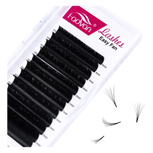 Estensione ciglia Easy Fan 007mm D Curl 814mm Misto 2D20D - Volume Russo Seta Professionale