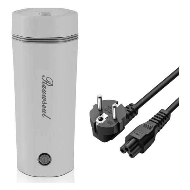 Hervidor Eléctrico de Agua de Viaje Mini Taza Calentamiento Portátil 450ml 3 en 1 304 Acero Inoxidable Automático Gris