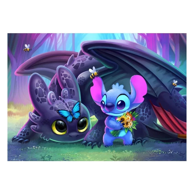 Kit de peinture diamant Jieyisier Stitch 5D 30x40cm - Décoration murale maison