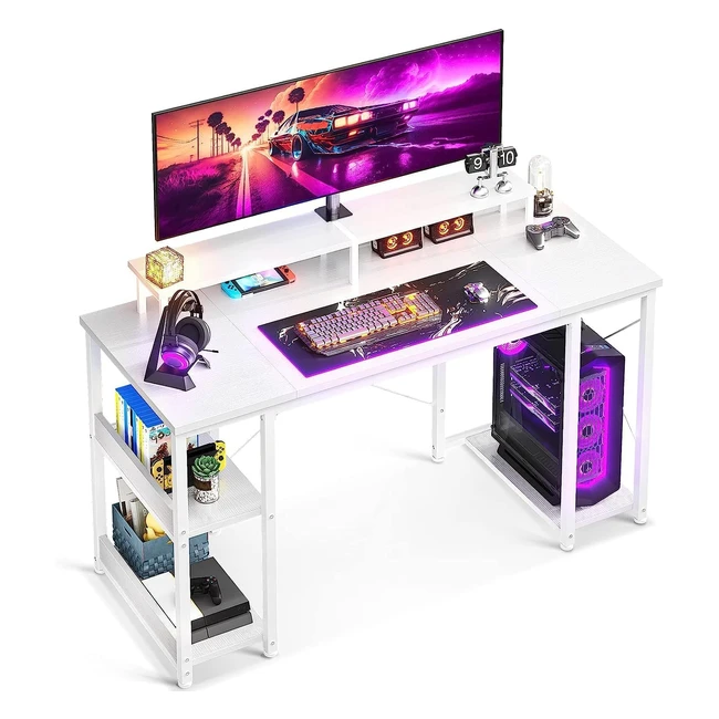 Escritorio ODK con estante reversible para ordenador 120x50x86.5cm White