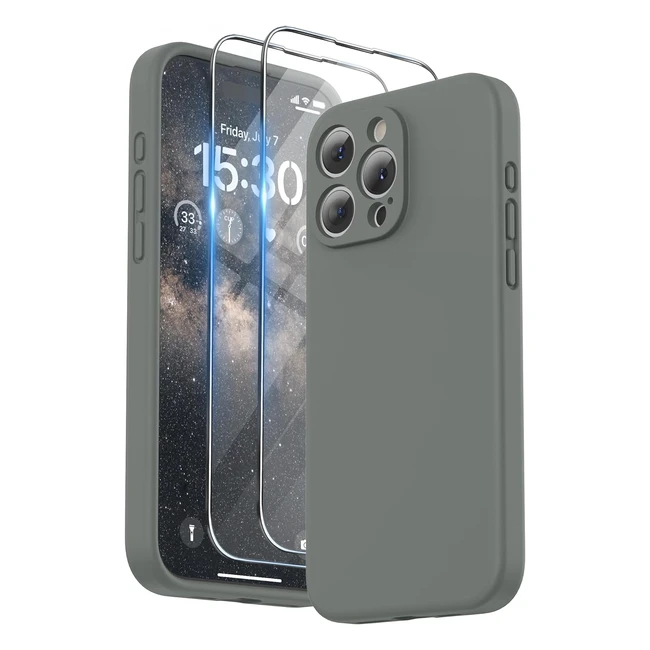 Coque iPhone 15 Pro Max Surphy avec Cordon 2 Pièces Verres Trempés - Gris Spatial