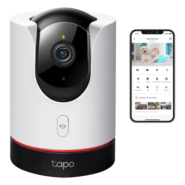 Tapo TP-Link C225 360 WLAN Überwachungskamera 2K-Auflösung Privatsphärenmodus Starlight-Sensor AI-Erkennung Alexa Google Assistant
