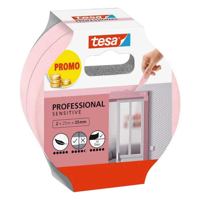 Cinta de carrocero Tesa papel pintado enmascarar 25mm 2x25m