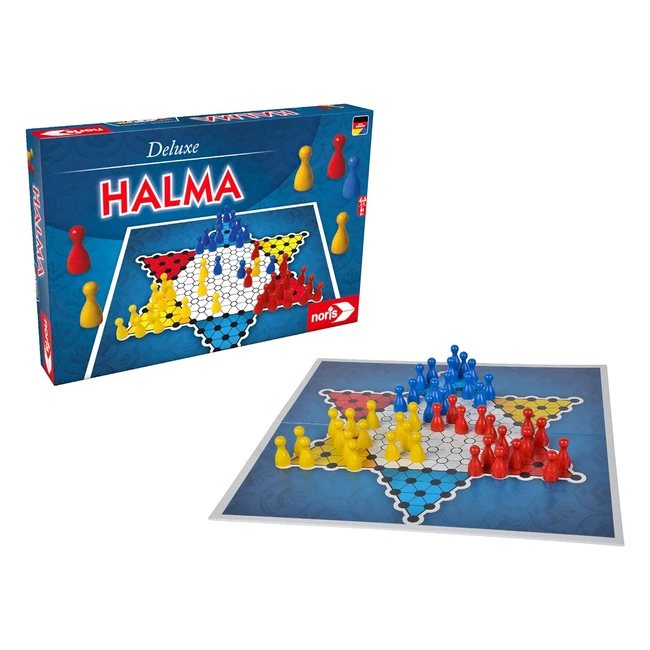 Noris 606101266 Deluxe Halma mit Holzpöppeln für 2 bis 3 Spieler - Spieleklassiker ab 6 Jahren
