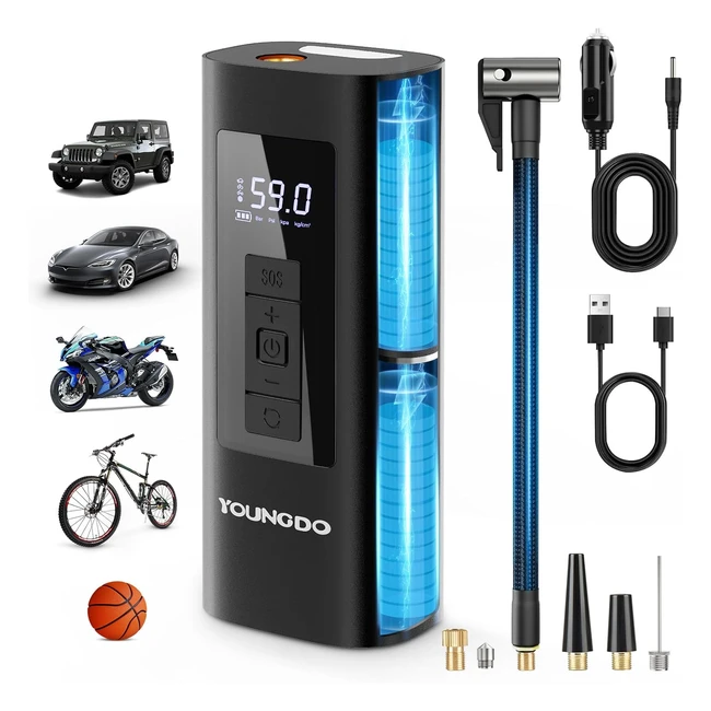 Compresseur Air Portatif Youngdo 150psi Gonfleur Electrique 6000mAh LED