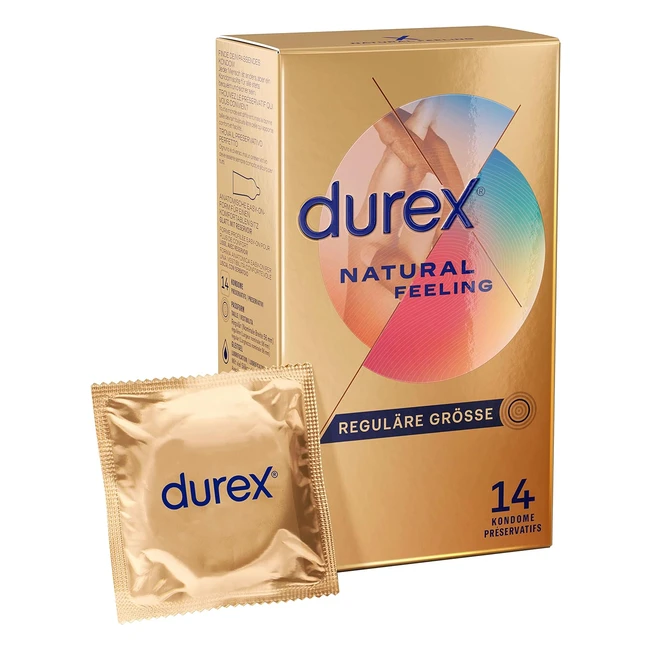 Durex Natural Feeling Kondome Latexfrei Real Feel Material Anatomische Easy-On Form 14er Pack