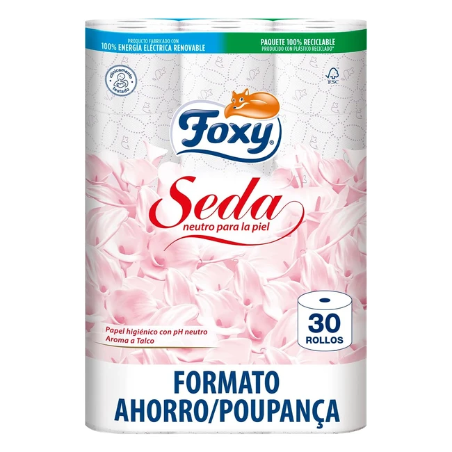 Papel Higiénico Foxy Seda - 30 Rollos - Certificación FSC - Neutro para la Piel