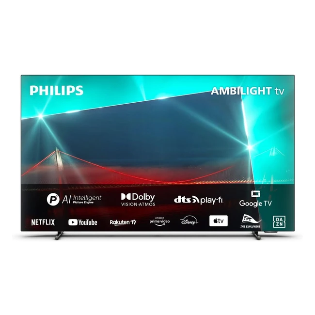 Philips 4K OLED Ambilight TV 55 pulgadas UHD 4K 120Hz P5 AI Picture Engine HDR10 Google Smart TV Dolby Atmos Altavoces 20W Soporte Prime Netflix YouTube Google Assistant Alexa