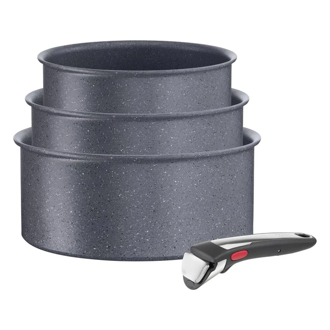 Tefal Ingenio Lot de 3 Casseroles 161820 cm - Poignée Amovible - Induction - Revêtement Antiadhésif - Empilable - Lave-vaisselle - Fabriqué en France