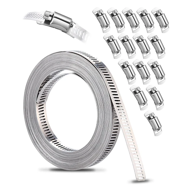 Collier de serrage mtallique 304 Xespis 6m avec fixation kit pour tuyaux gaz eau voiture machine