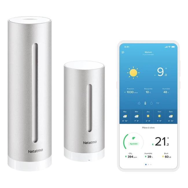 Station Météo Netatmo Intérieur Extérieur Sans Fil - Thermomètre Hygromètre Baromètre Sonomètre - Compatible Alexa Apple Google Home