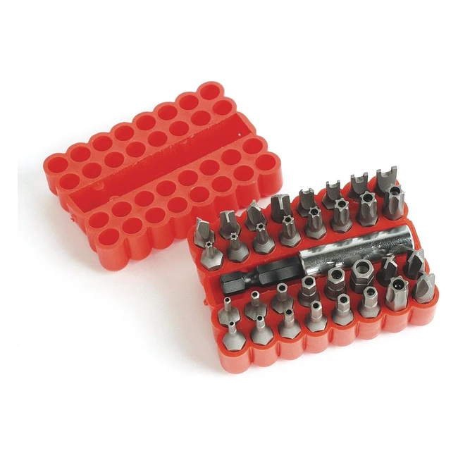 Mannesmann 29733 Schraubendrehersatz 33-teilig mit T-Profil, Innensechskant, Bohrung, Tri-Wing, Schlag