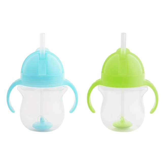 Munchkin ClickLock Trinkbecher Strohhalmflaschen BPA-frei spülmaschinenfest 207 ml Set von 2 Grün/Blau