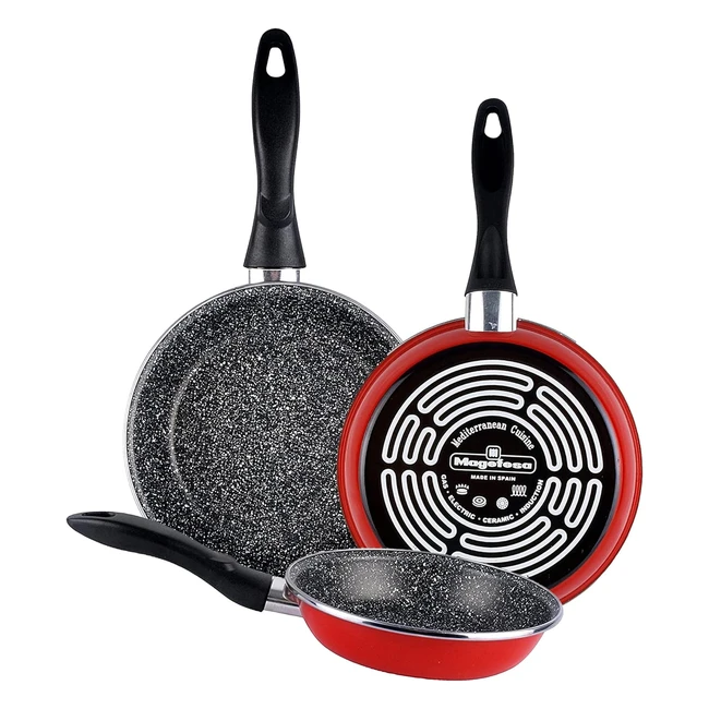 Juego de 3 Sartenes Magefesa K2 Rojo 20/24/28cm Antiadherentes Bicapa Reforzado