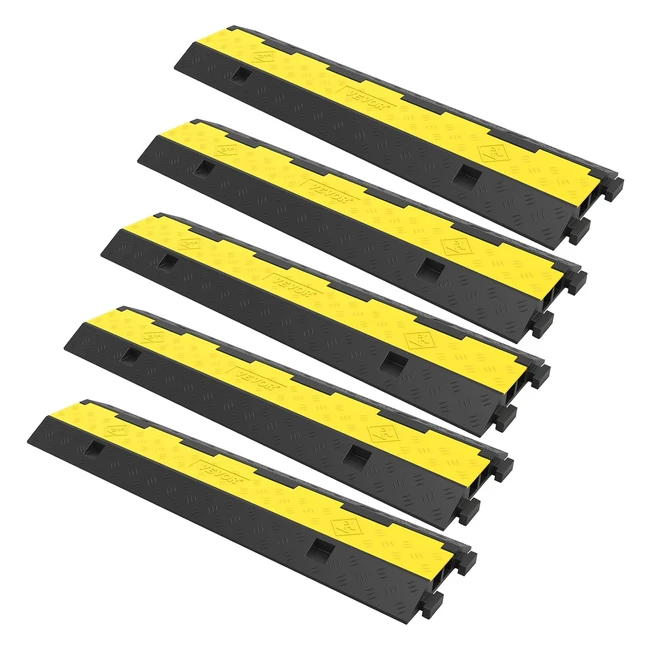 Rampa Protectora de Cable VEVOR 5 Piezas 2 Vías 32x31cm Carga 4989kg Negro/Amarillo