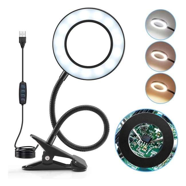 5x lampe loupe 360 flexible lampe loupe de lecture3 couleurs 10 luminosit lampe de bureau led dimmable lampe pince usb lampe loupe sur pied