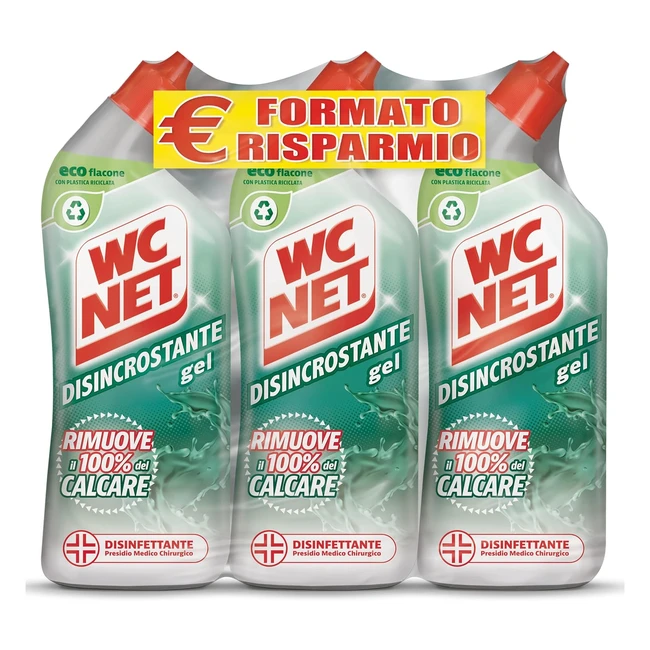 WC Net Gel Disincrostante Disinfettante 700ml x 3 Confezioni - Azione Anticalcare e Disinfettante