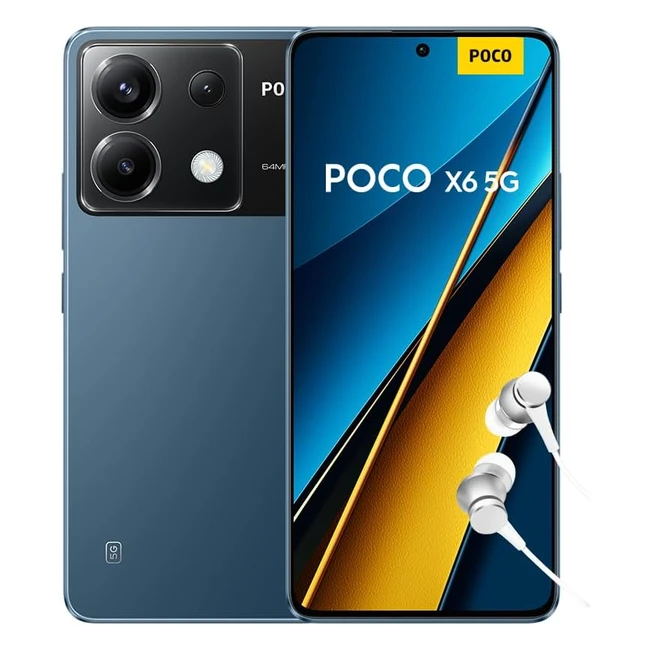 Xiaomi Poco X6 5G Smartphone 12/256Go Bleu - Snapdragon 7, Ecran AMOLED 120Hz, Triple Caméra 64MP