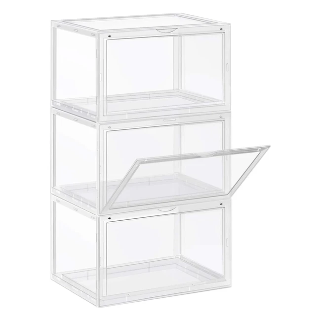 Scatole per Scarpe Songmics Pacco da 3 Contenitori Impilabili Trasparenti LSP03CW