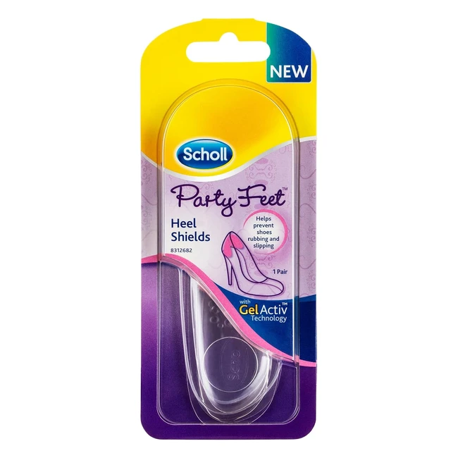 Scholl Party Feet Gel Heel Shields - Protects Heels, Prevents Slipping - Universal Size - 1 Pair
