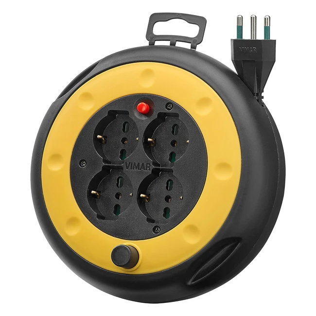 Vimar 0P32713 Avvolgicavo 4 Metri - Sicury Spina 16A - Disgiuntore Termico
