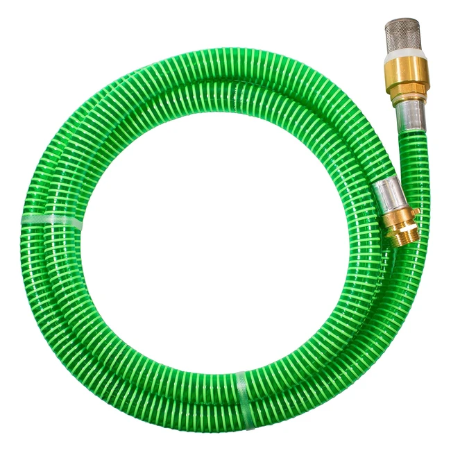 GDE 94440 Sauggarnitur KA 4P Spiralansaugschlauch mit Messingfuventil und Edelstahlsaugkorb 4 m Grün