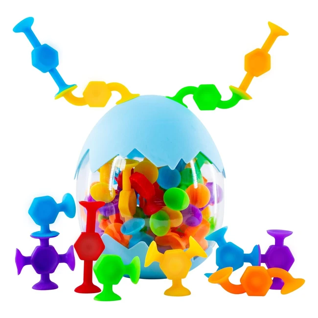 48er Pack Saugnapf Spielzeug Montessori Spielzeug ab 3 Jahren Reise Spielzeug Autismus Sensorisches Spielzeug Silikon Bausteine Spielzeug für Jungen Mädchen