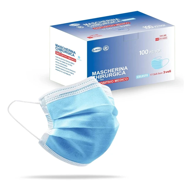 Mascherine Chirurgiche Celesti 3 Veli - SS Medical - Ref. 100 - Protezione 999 - Dispositivo Medico Tipo 2R