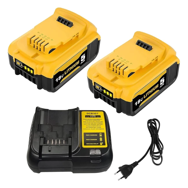 Dosctt 2pcs 50Ah DCB200 Batterie Remplacement Dewalt 18V 3A Chargeur DCB107 108V 18V DCB2002 DCB204 DCB120 DCB127