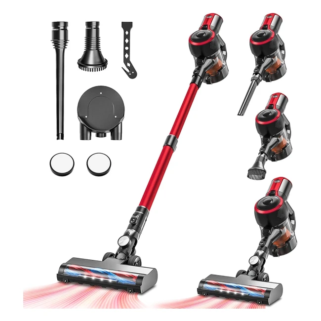 Vegrem Akku Staubsauger 25 kPa kabelloser Staubsauger 160 W mit 2 Saugmodi LED-Lichter kabelloser Staubsauger mit Power-Display bis zu 40 Minuten Laufzeit