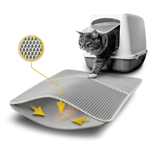 Tapis litière pour chat Lionto double couche 61x38x13 cm gris