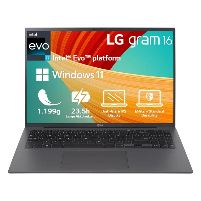 LG Gram 16Z90RGAD7CG 16 Zoll Ultraleichtes Notebook 2023 Intel Core i7 32GB RAM 2TB SSD Grau