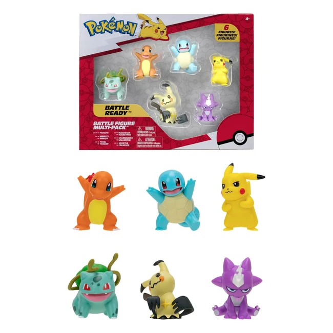 Pack de 6 figurines Pokémon Vague 3 - Pikachu Carapuce Salamèche Bulbizarre MimiquiToxizap JW2684