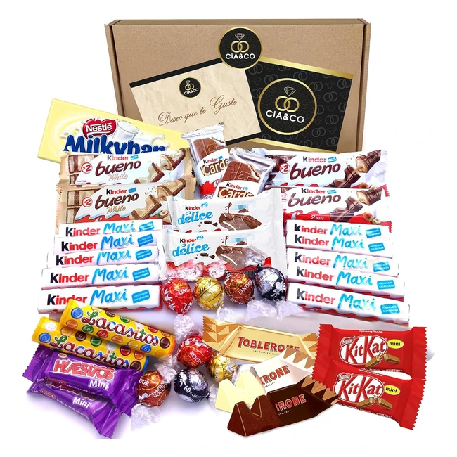 Lote Regalo 35 Bombones Kinder Lindt Milkibar Tarjeta Personalizada