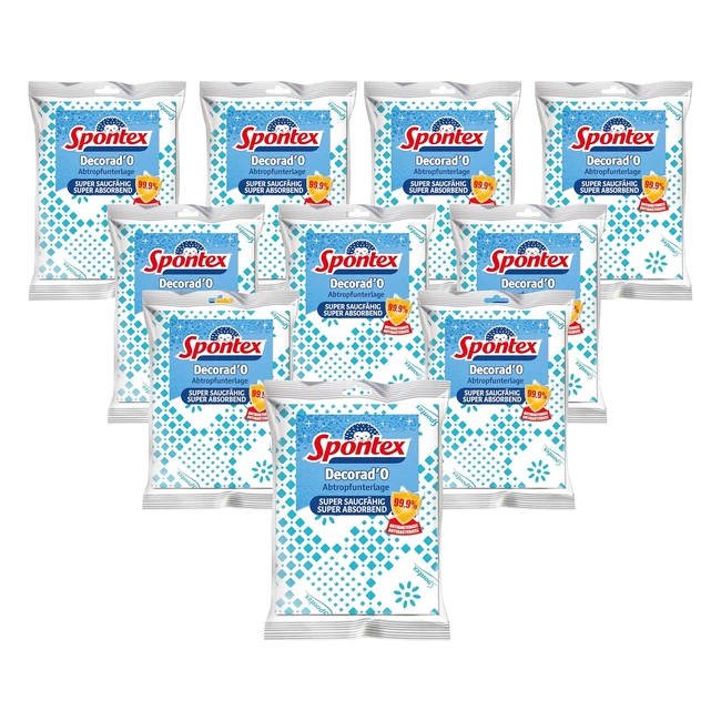 Spontex Decorado Geschirrtrockenmatte für Geschirr und Gläser rutschfest und saugfähig waschbar 30 x 45 cm weißblau Packung mit 10