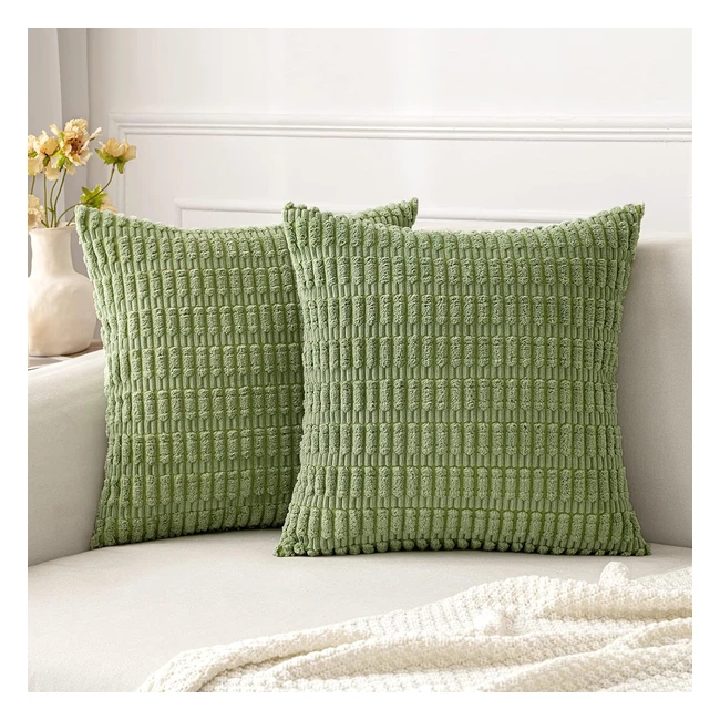 MIULEE Set of 2 40 x 40 cm Corduroy Kissenbezüge Modern Dekorative Kissenbezüge Weiches Dekoratives Kissenbezug für Wohnzimmer Sofa Schlafzimmer Boho Dekor Grün