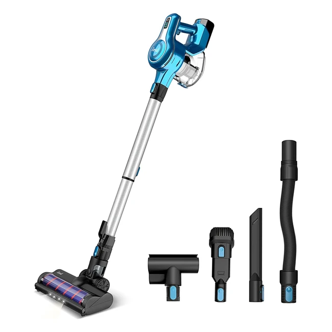 Aspirateur Balai Sans Fil 10 en 1 25Kpa 45min 250W Batterie Amovible Grande Capacite 12L Bleu