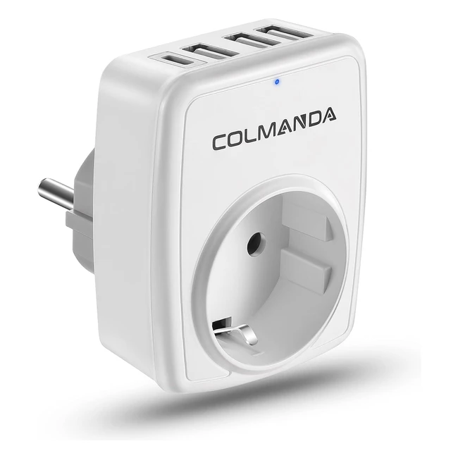 Enchufe de Pared Colmanda 5 en 1 con USB Tipo C - Cargador de Pared para Familia, Oficina y Viaje