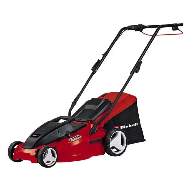 Einhell Elektro Rasenmäher GCEM 150036 1500 W Carbon Power Motor 36 cm Schnittbreite 38 l Fangbox für 600 m² Rasen Schnitthöhe 25-65 mm Rot/Schwarz